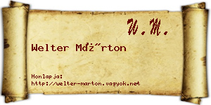 Welter Márton névjegykártya